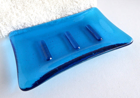 Fused Glass Soap Dish in Turquoise