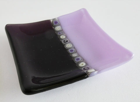 Fused Glass Murrini Plate in Amethyst and Lavender