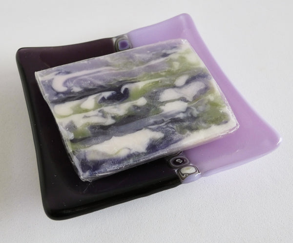 Fused Glass Murrini Plate in Amethyst and Lavender