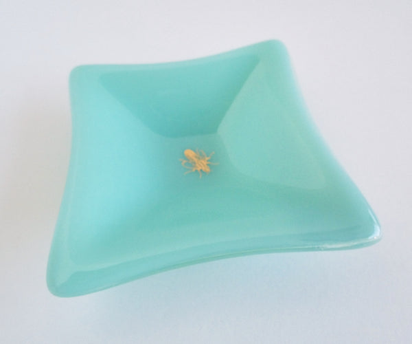 Fused Glass Bee Dish in Robin's Egg Blue