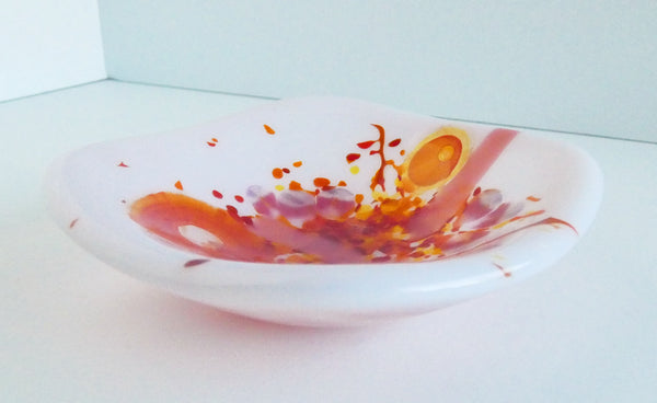 Fused Glass Dish in Coral and Orange