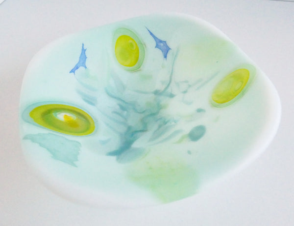 Fused Glass Dish in Blues and Greens