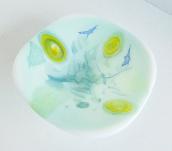 Fused Glass Dish in Blues and Greens