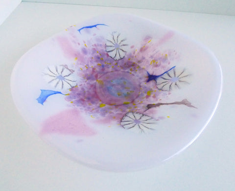 Fused Glass Bowl in Purples, Pinks and Blues