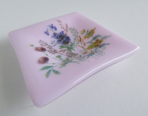 Fused Glass Floral Ring Dish in Petal Pink