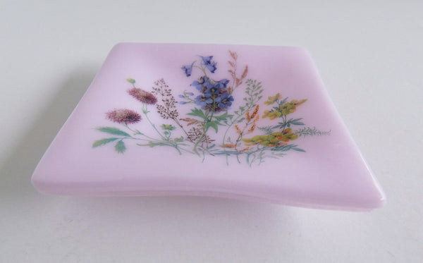 Fused Glass Floral Ring Dish in Petal Pink