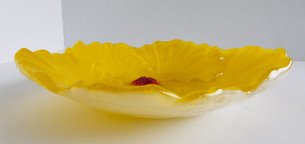 Yellow Fused Glass Hibiscus Dish