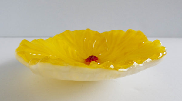 Yellow Fused Glass Hibiscus Dish