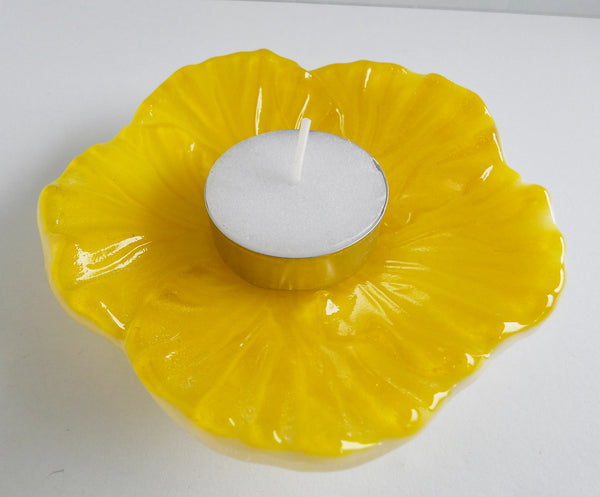 Yellow Fused Glass Hibiscus Dish