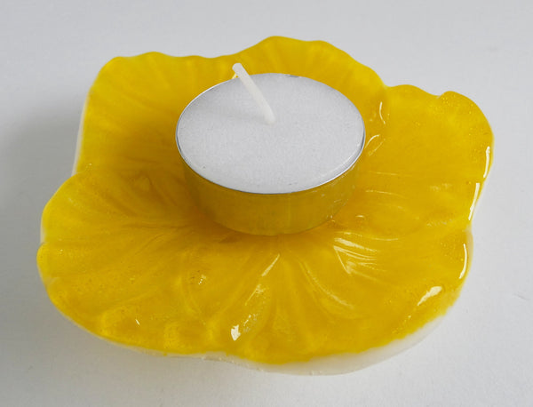 Yellow Fused Glass Hibiscus Dish