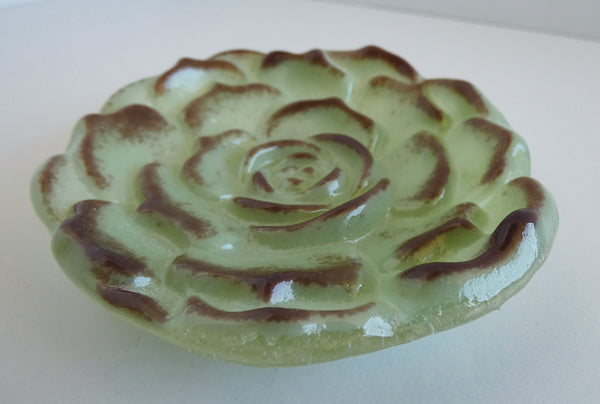 Green Fused Glass Succulent Dish