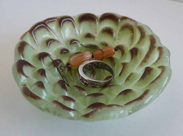 Green Fused Glass Succulent Dish