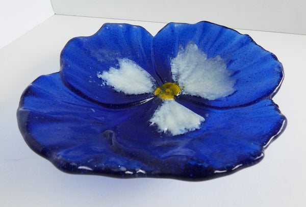 Periwinkle Fused Glass Pansy Dish