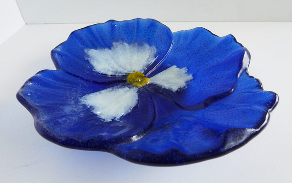 Periwinkle Fused Glass Pansy Dish