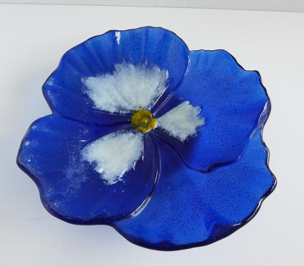 Periwinkle Fused Glass Pansy Dish