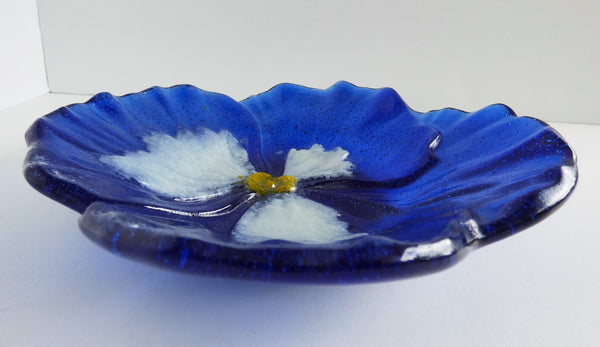 Periwinkle Fused Glass Pansy Dish