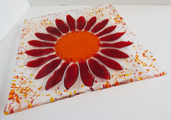 Fused Glass Sunflower Plate