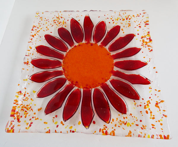 Fused Glass Sunflower Plate