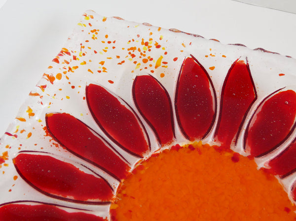 Fused Glass Sunflower Plate