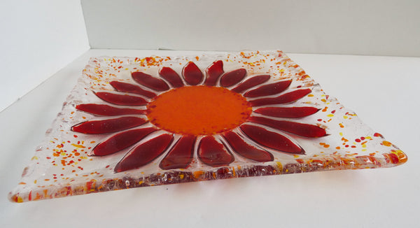 Fused Glass Sunflower Plate