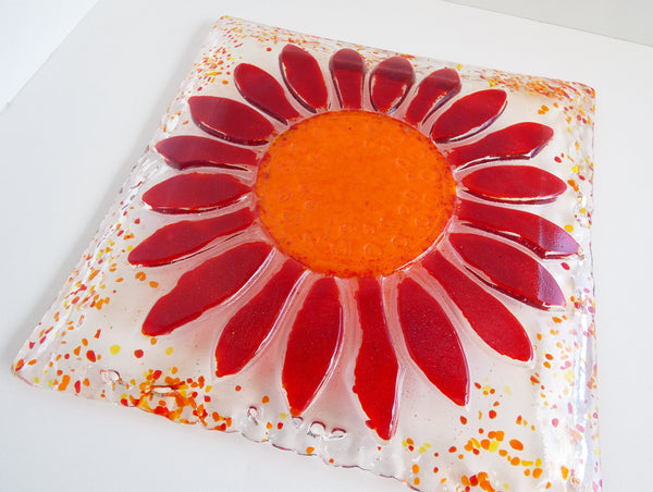 Fused Glass Sunflower Plate