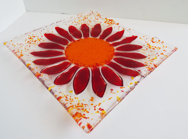 Fused Glass Sunflower Plate