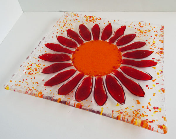 Fused Glass Sunflower Plate