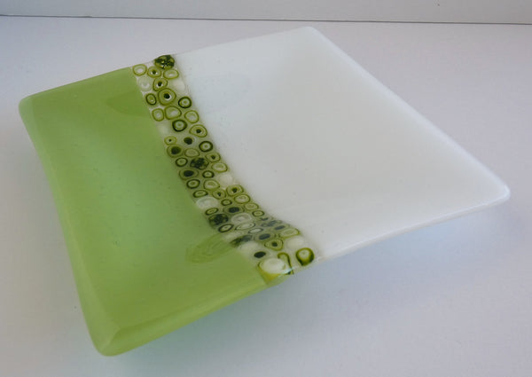 Fused Glass Dish in Pistachio and White