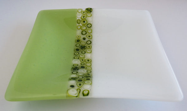 Fused Glass Dish in Pistachio and White