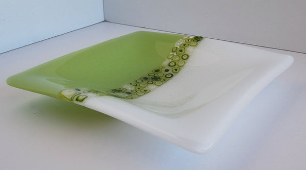 Fused Glass Dish in Pistachio and White