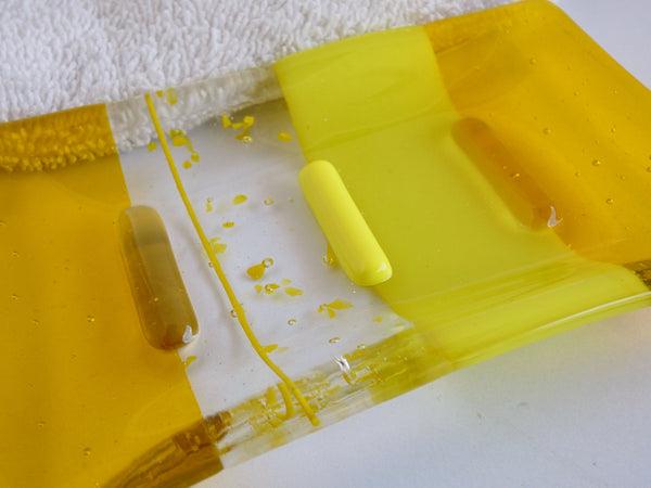 Fused Glass Soap Dish in Bright Yellow