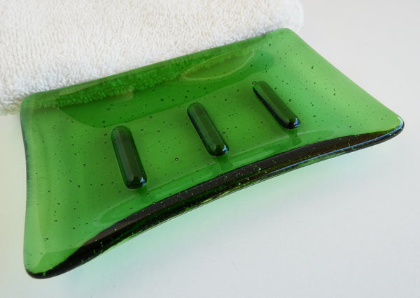 Fused Glass Soap Dish in Light Green