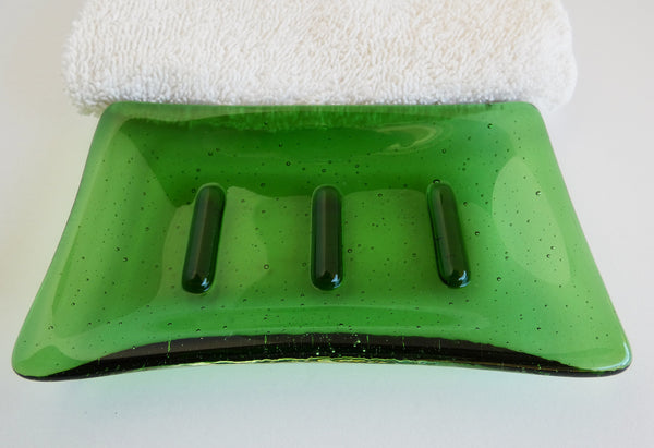 Fused Glass Soap Dish in Light Green