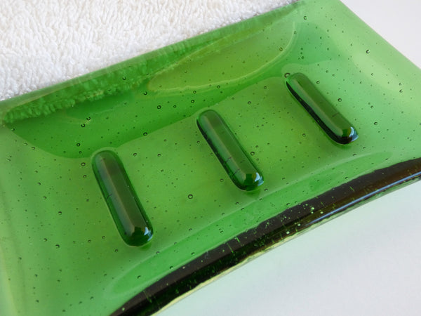 Fused Glass Soap Dish in Light Green