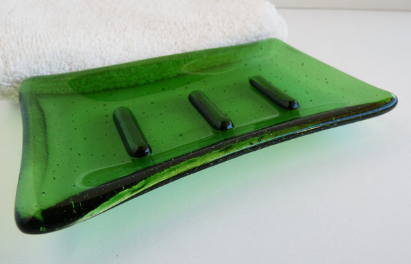 Fused Glass Soap Dish in Light Green