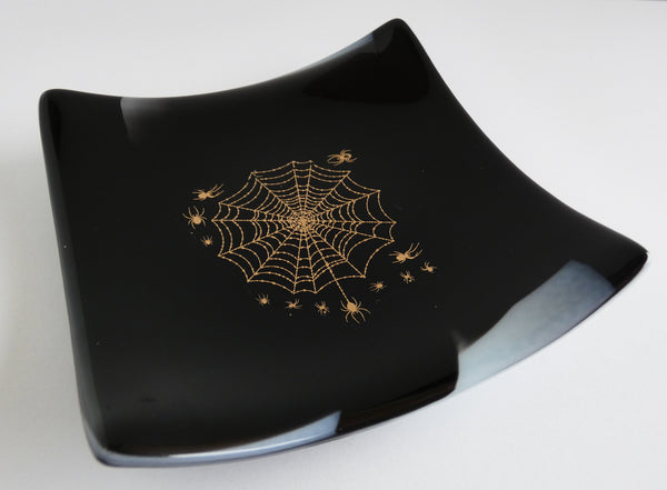 Fused Glass Spiderweb Plate