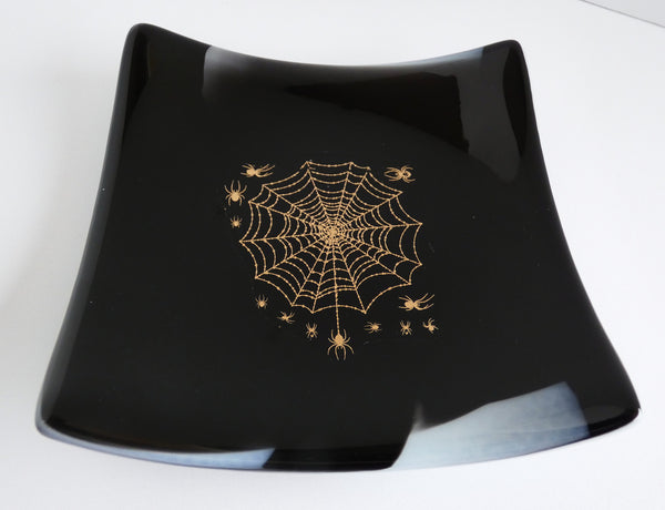 Fused Glass Spiderweb Plate