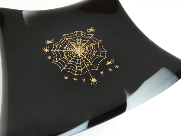 Fused Glass Spiderweb Plate