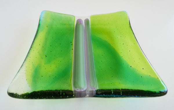 Green Streaky Fused Glass Square Plate