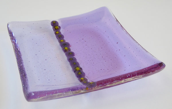 Fused Glass Murrini Plate in Neo Lavender and Lavender Tint