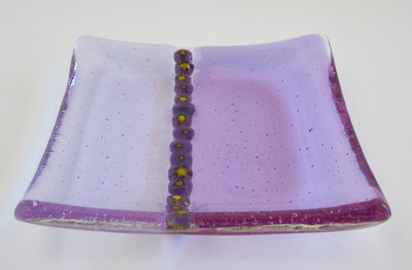 Fused Glass Murrini Plate in Neo Lavender and Lavender Tint