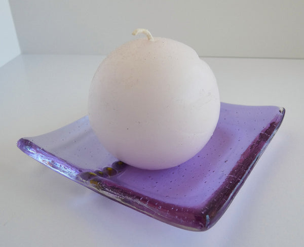 Fused Glass Murrini Plate in Neo Lavender and Lavender Tint