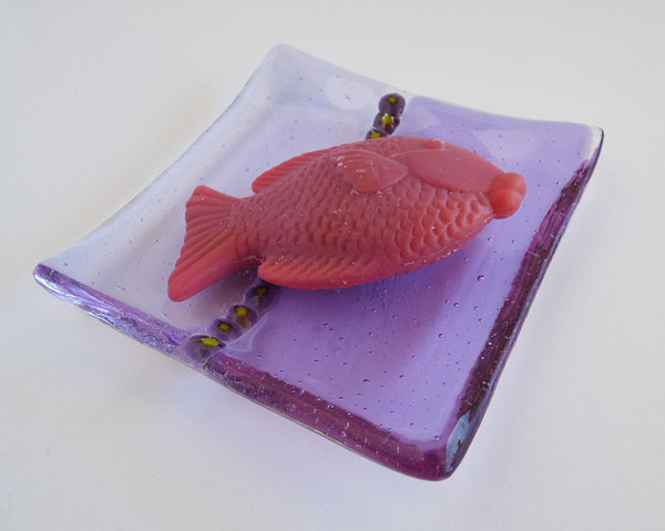 Fused Glass Murrini Plate in Neo Lavender and Lavender Tint