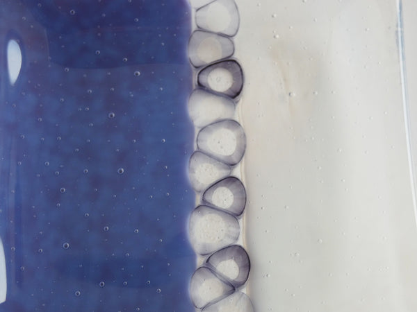 Fused Glass Murrini Plate in Purple and Streaky White