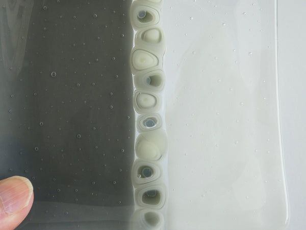 Fused Glass Murrini Plate in Streaky White and Gray