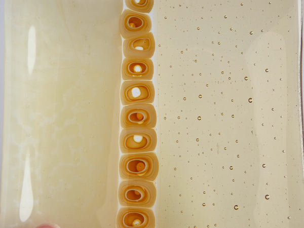 Fused Glass Murrini Plate in French Vanilla and Amber