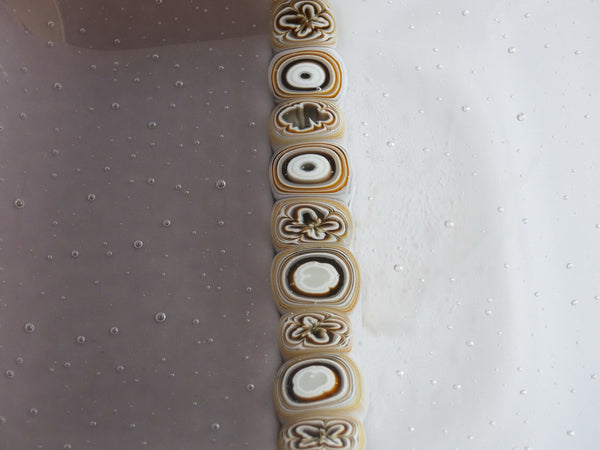Fused Glass Murrini Plate in Mocha and Streaky White