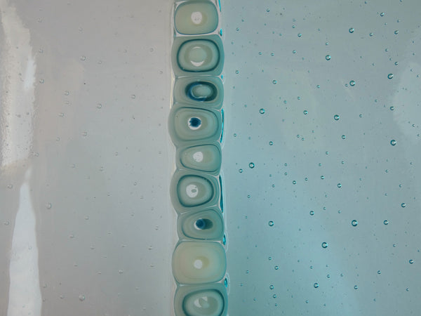 Fused Glass Murrini Plate in Pale Aqua and Streaky White