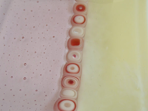 Fused Glass Murrini Plate in Coral and Cream