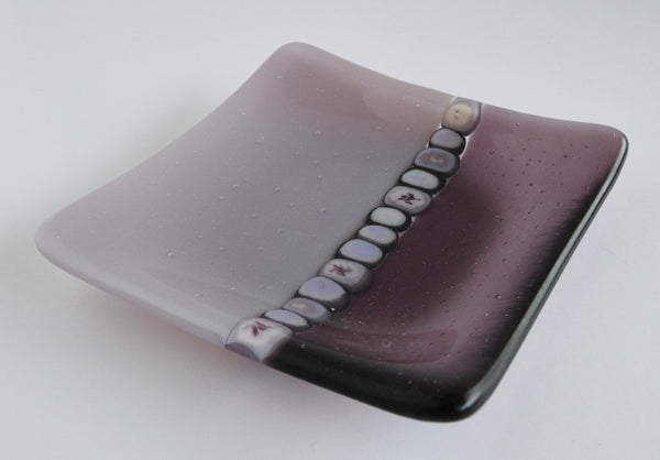 Fused Glass Murrini Plate in Light Violet and Dusty Lilac